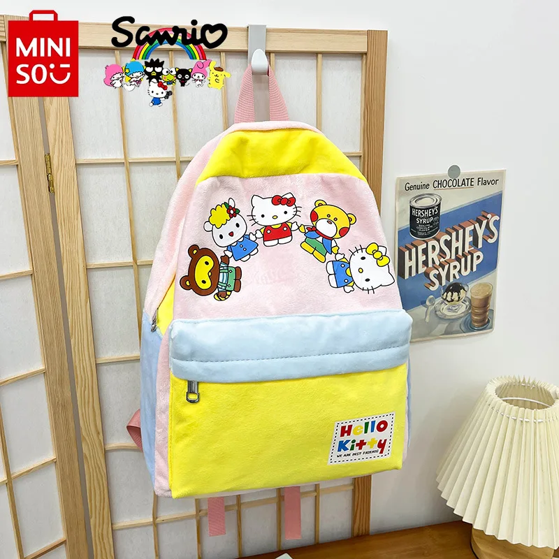 Miniso Hello Kitty New Girl Backpack Fashionable High Quality Women's Backpack Large Capacity Lightweight Student Backpack