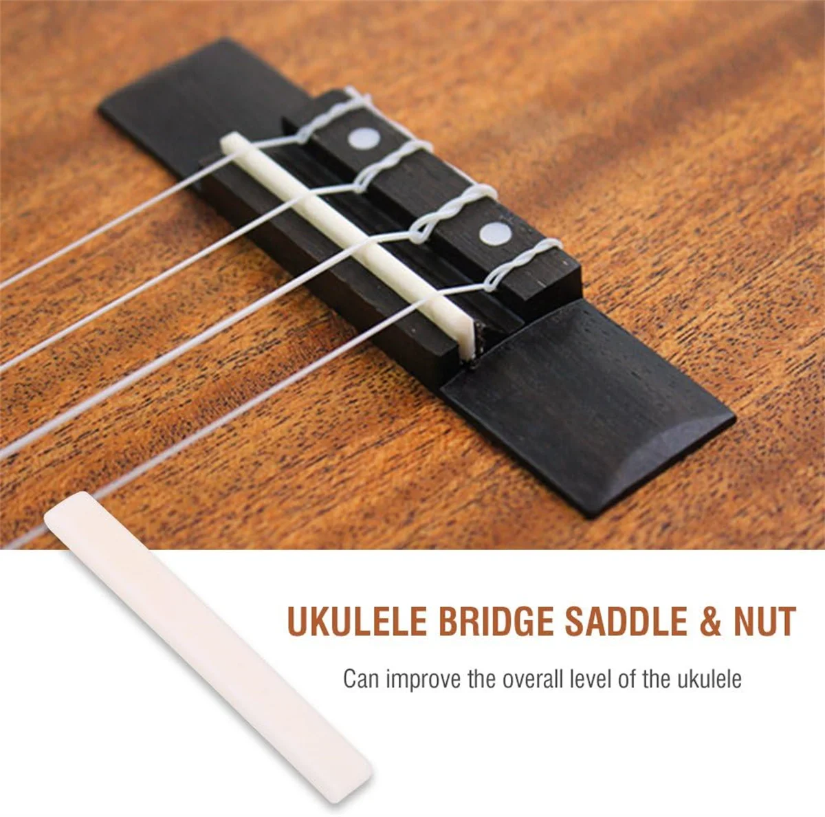 Miwayer Ukulele Bridge Bone Saddle and NutAccessories 4 String Ukulele Bone Bridge Saddle Nut Set Musical Instrument Parts
