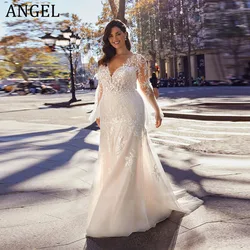 ANGEL Exquisite Plus Size Wedding Dresses 2025 Customized Mermaid V-Neck Backless Bridal Gowns Applique Zipper Vestido de Novias