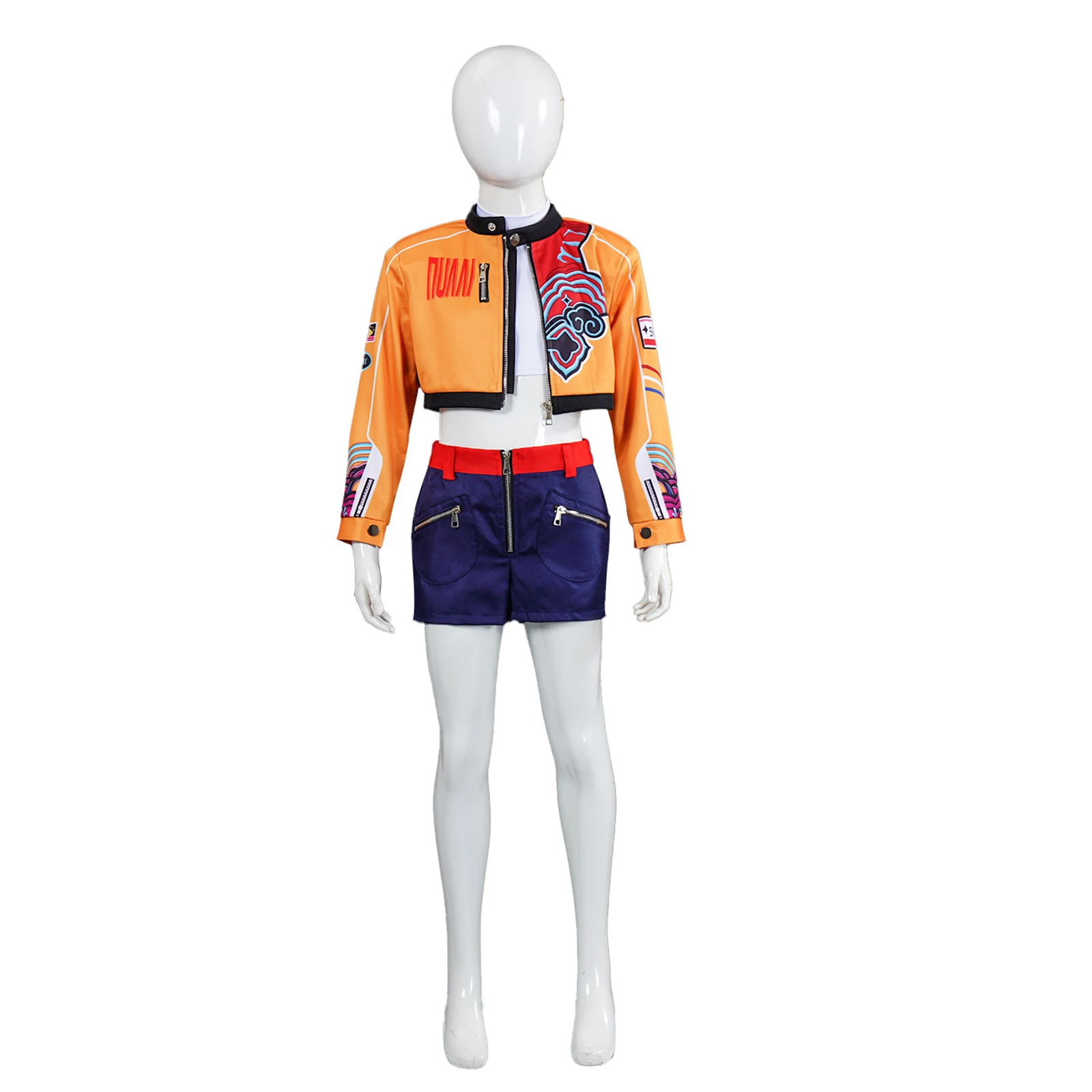 

K-Pop Rumi Kids Cosplay Costume Children's Girl Orange Jacket T-shirt Shorts Set Halloween Carnival Party Uniform Set