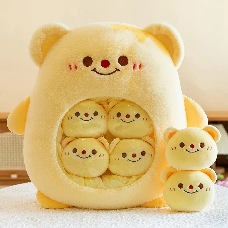 New Plush Pudding Bag Candy Bag Mini Balls Panda Koala Capybara Yellow Bear Dolls Animals Plush Pillow Birthday Gift for Kids