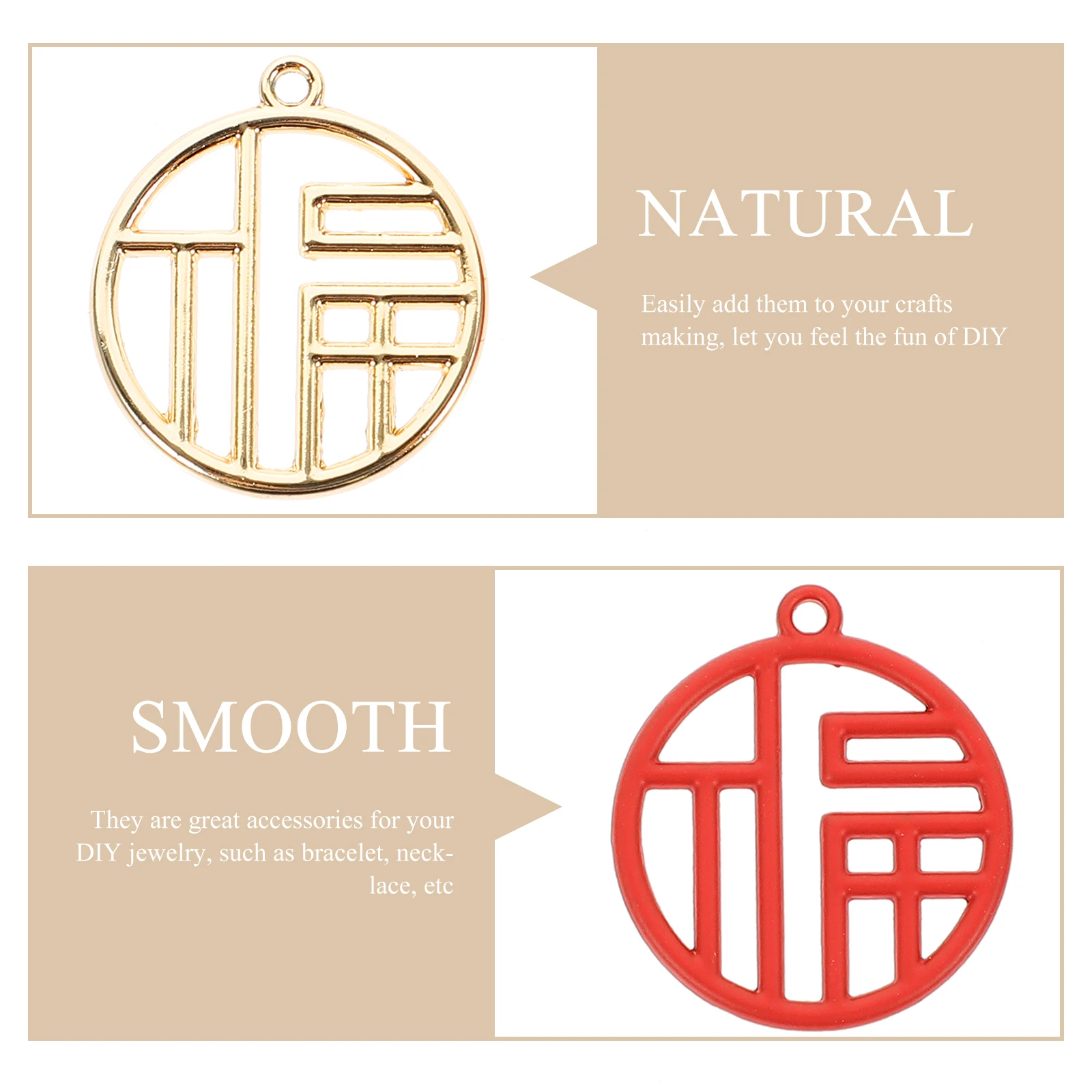 

20pcs Fu Word Keychains Alloy Charms DIY Necklace Pendants H made Accessories Bulk Craft Materials New Year Decor