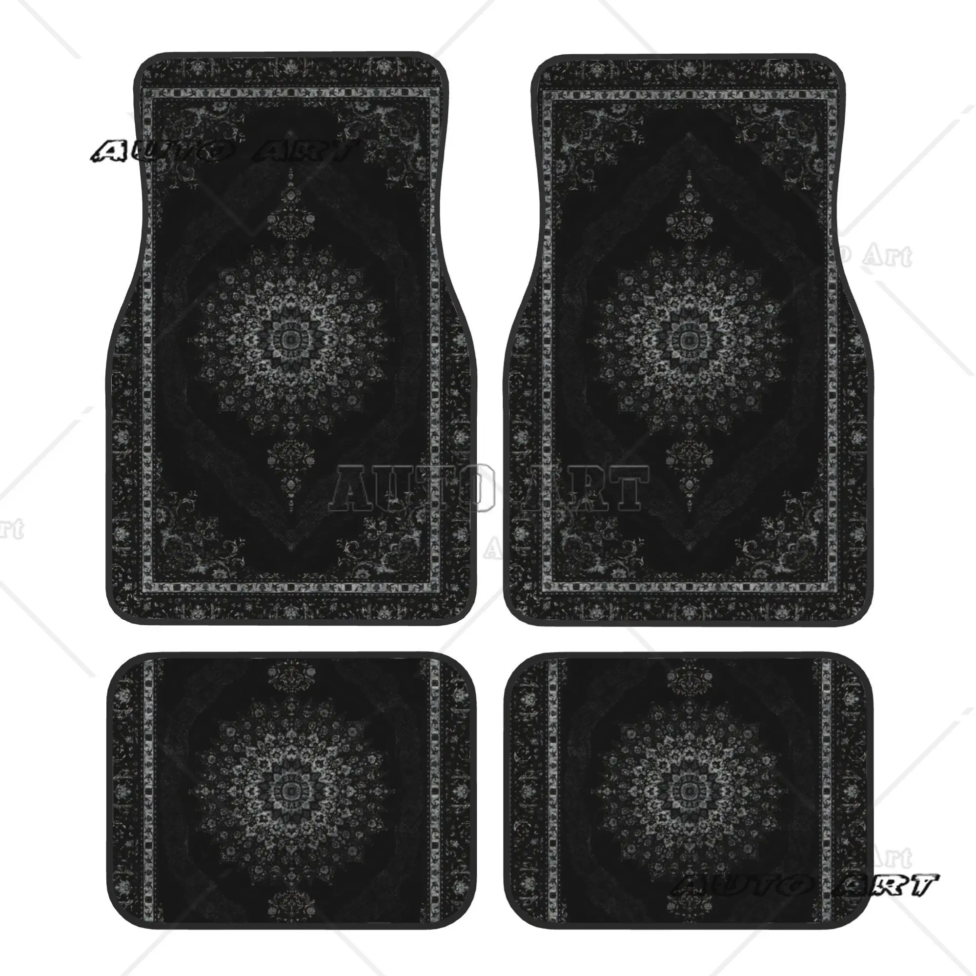 4PCS Crystal Velvet Car Floor Mats Distressed Turkish Style Area Rug Anti Slip Car Universal Auto Front And Rear Foot Mats