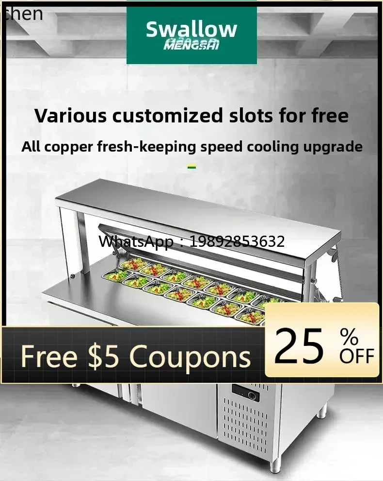 

ZZ fruit fishing display cabinet slotted commercial refrigerated refrigerator cold light food milk tea workbench