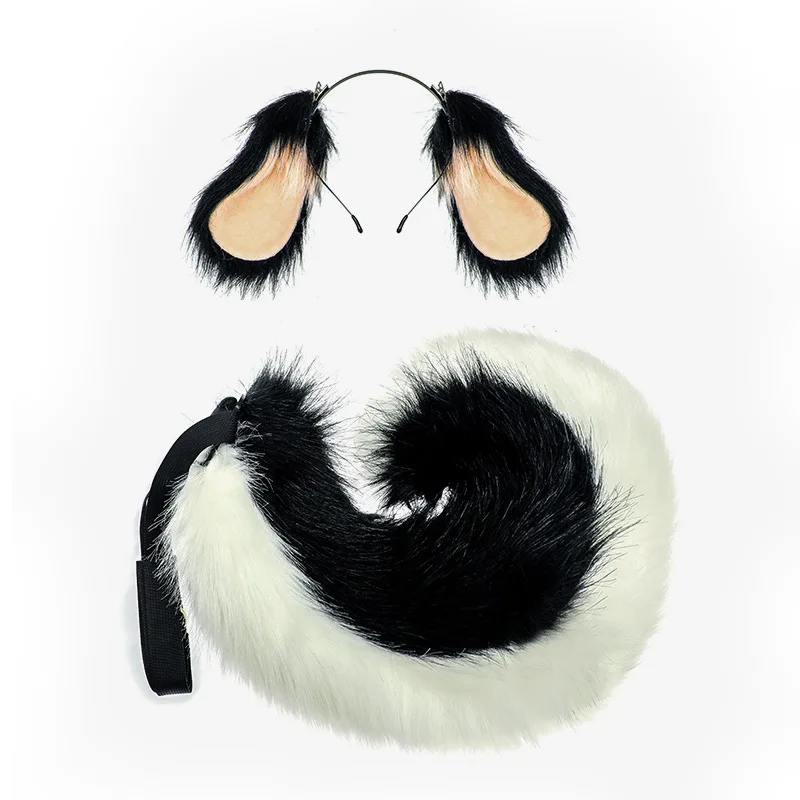 Shiba Inu Halloween Dog Ears Headwear Cosplay Costume Simulation puppy Lop Ears Tail Props for Pets Cute Anime Party Accessories