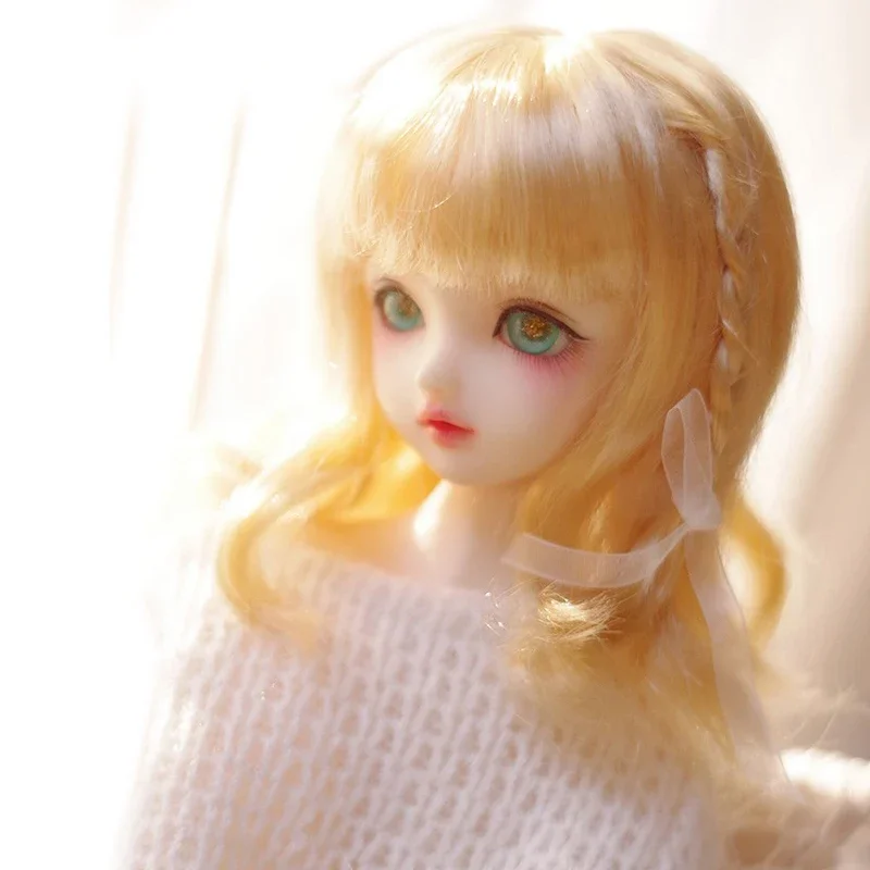 （Customize 30 Days） BJD DD SD MSD 1/3 doll's wig Photo props Accessoriess yellow Soft silk braided pear rolls 1pcs