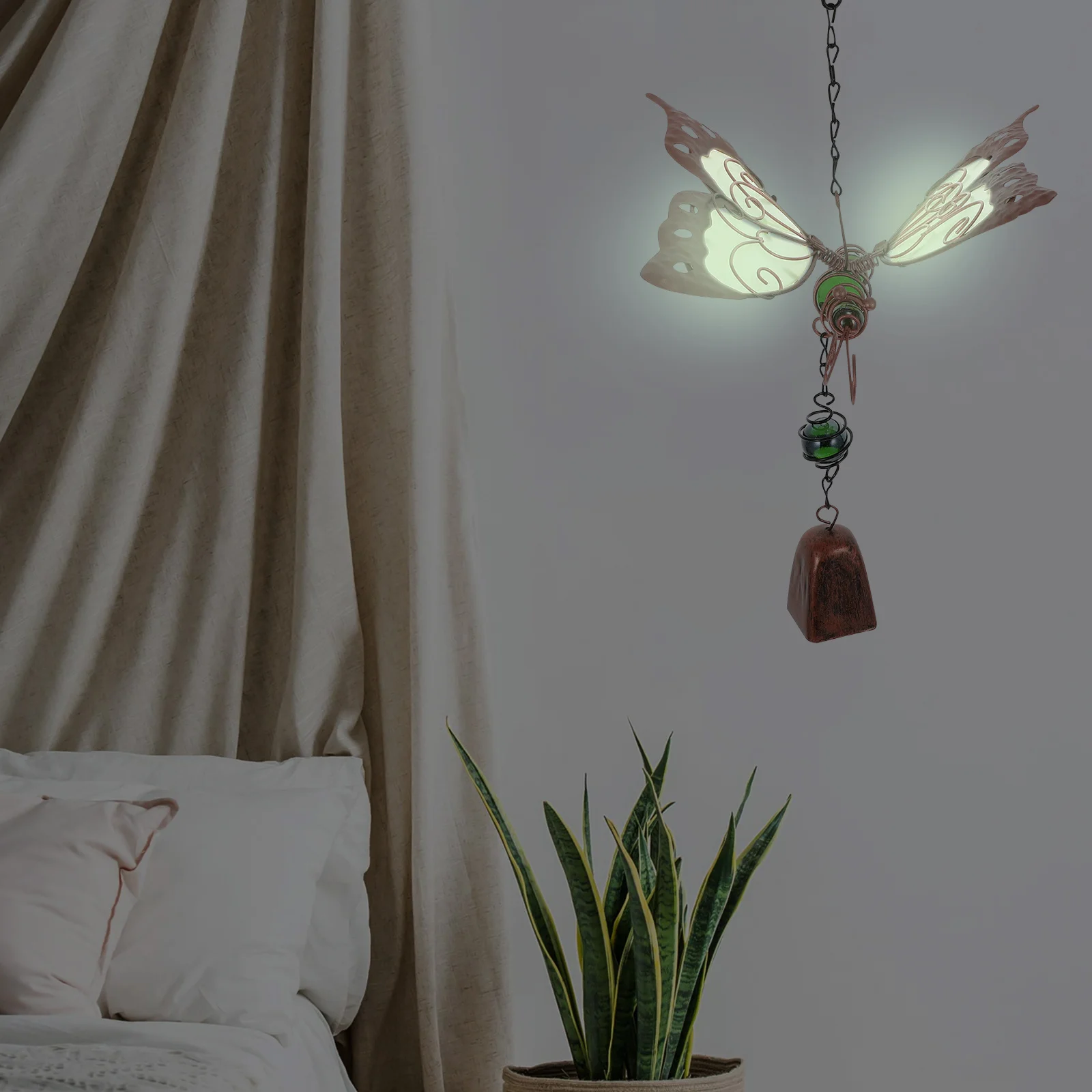 1개 발광 풍경종 내구성 있는 아크릴 컴팩트 디자인 발코니 정원 야외 장식 창의적인 풍경종 걸이 예술품