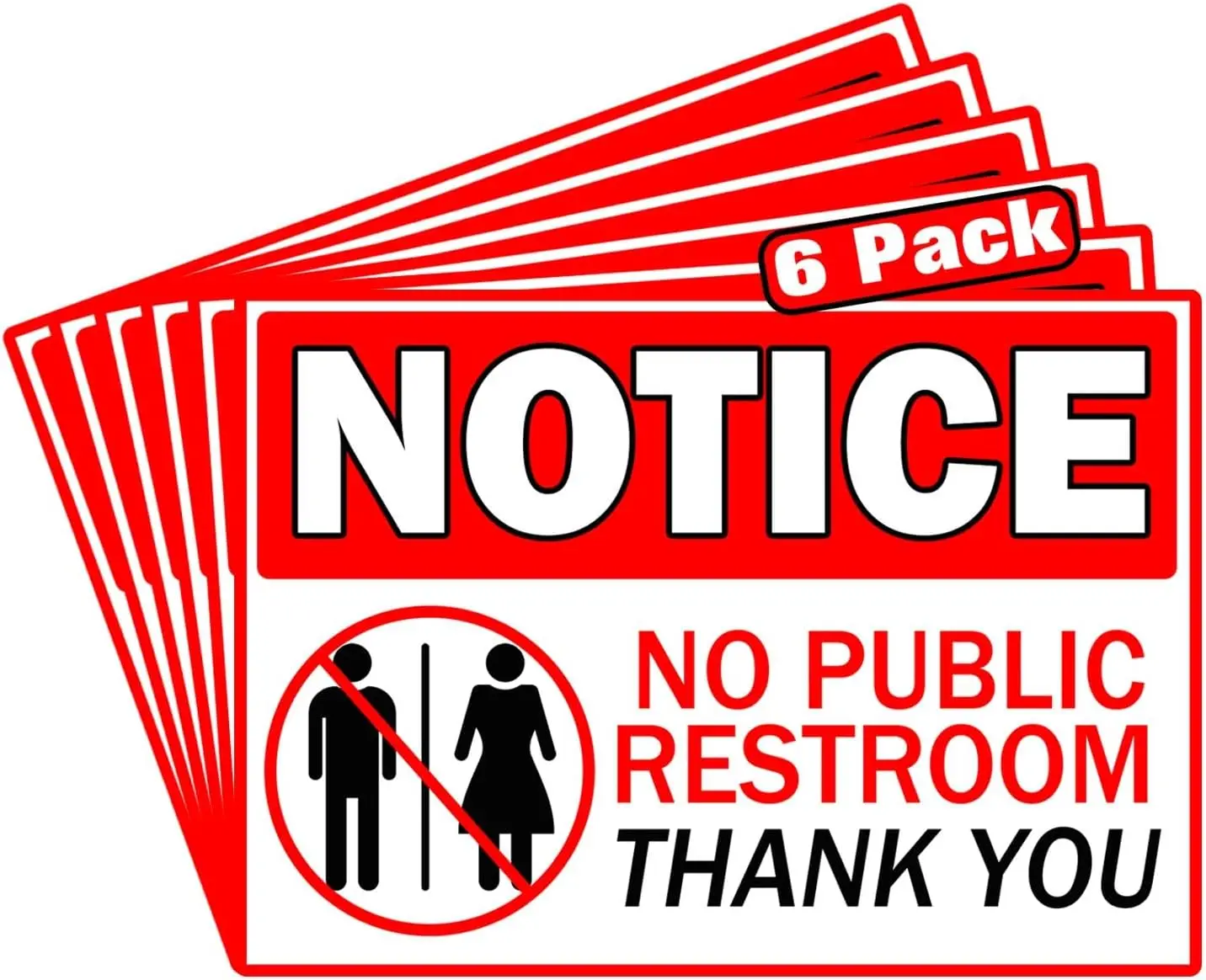 6 Pack No Public Restrooms Signs 10x7 Inch-Vinyl Window Door Signs for Your Business Door Wall Sign board Office Store Restroom