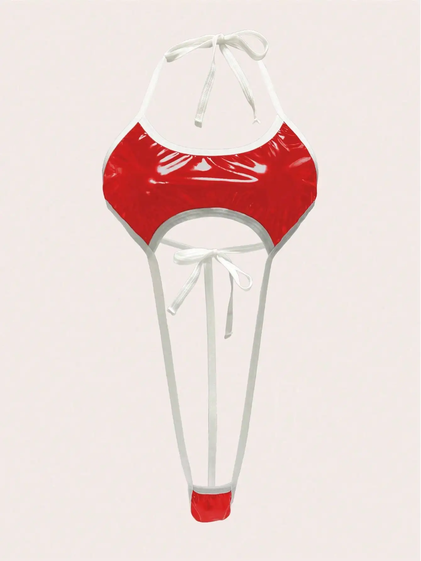 مجموعة من الملابس الداخلية النسائية المثيرة بذلة مثيرة معلقة الرقبة شبكة خياطة ثونغ