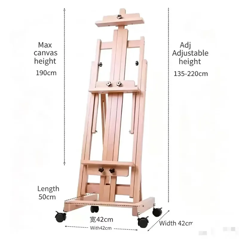 Wholesale Adjustable Multifunctional H-Rack Artist Household Beech Wood Easel W-14A China for Painting