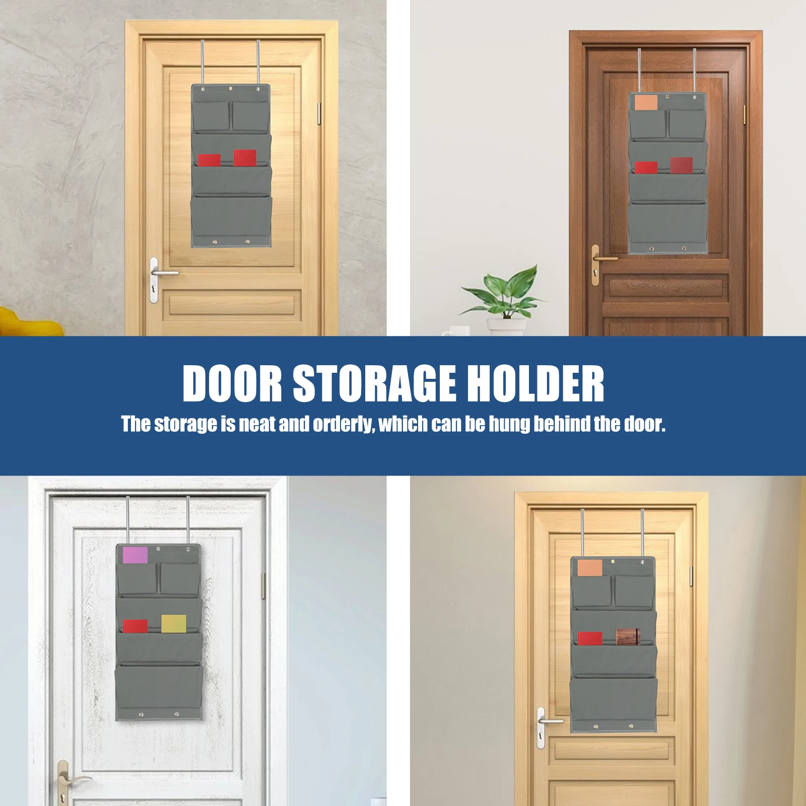 

Hanging Door Organizer Bag 5 Compartments Oxford Cloth Storage Pouch for Small Objects Neat and Orderly Dorm Use