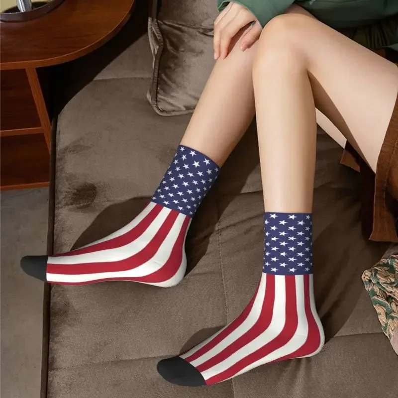 Y2K novelty mens America USA flag dress unisex comfortable warm 3D print American Eagles crew socks