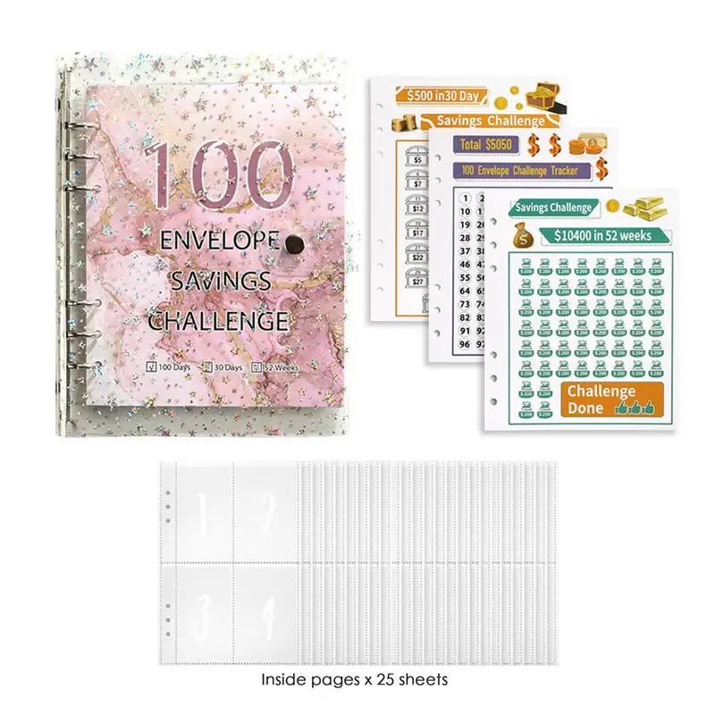 Envelope Savings Challenge Book A5 Budget Binder Motivational Process To Save 5050 Dollars For Journey Funds Pay Off Debt