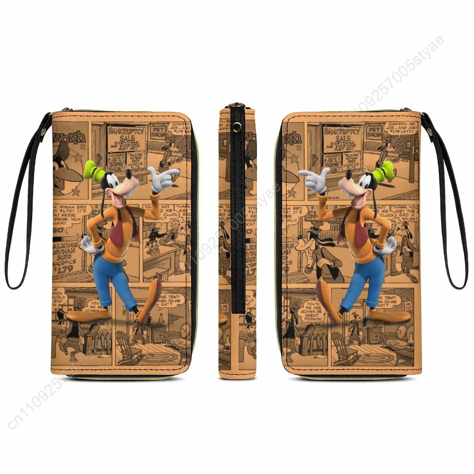 

Goofy Leather Wallet Disney Licensed Customizable Personalized Design Your Pattern Portable Design Double-sided Printing