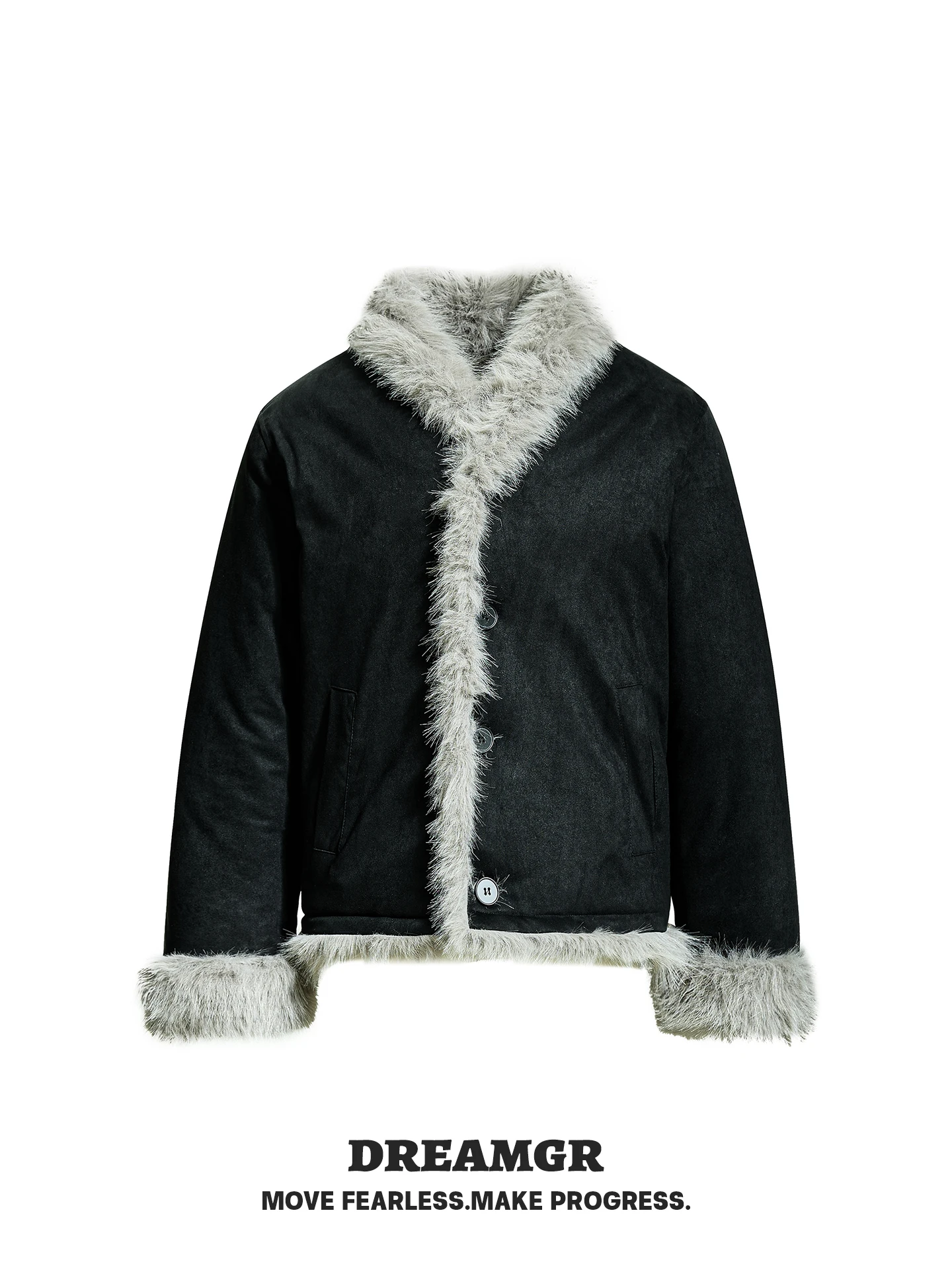 

Thiened Winter Jaet Men Women High Quali ort Wide Collar Fur Lined Cotton Coat Warm Outerwear American Sle Polyeste...