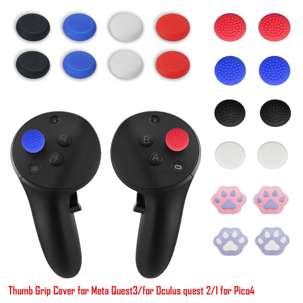 4 قطعة غطاء مقبض الإبهام من السيليكون الناعم لـ Meta Quest3 لـ Oculus Quest 2 لملحقات Pico4 VR