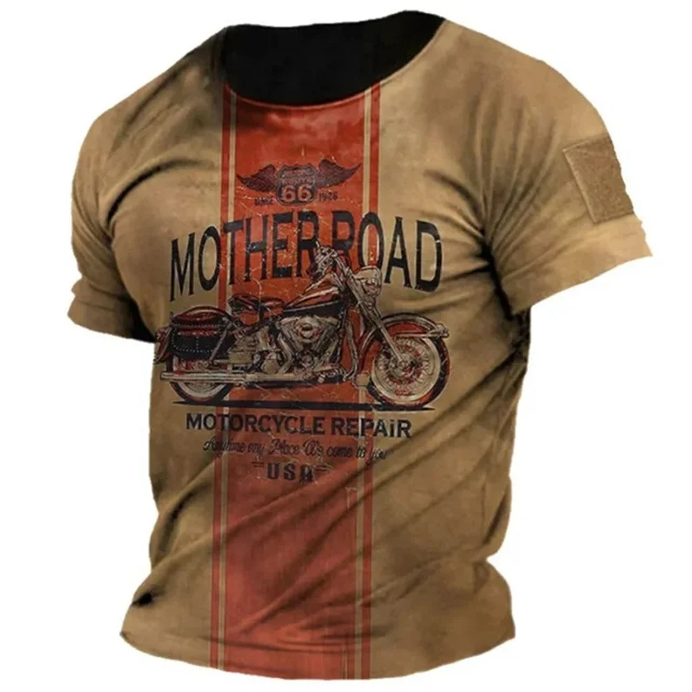 Vintage Motorcycle T Shirts For Men 3d Print Racing Loose Short Sleeve Tees Top Streetwear Summer Men\'s Breathable T-Shirt Biker