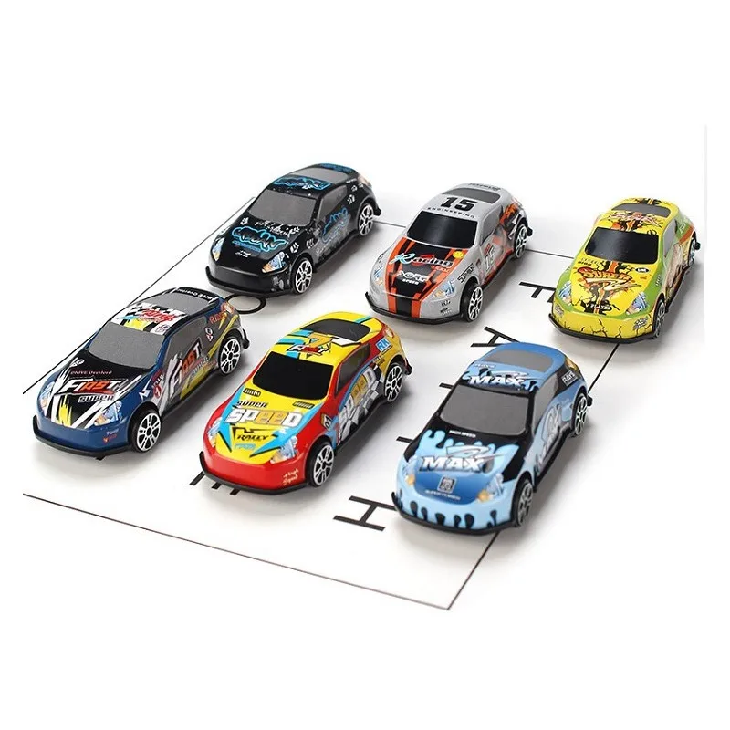 6Pcs Racing Car Model Toy Alloy Iron Shell Taxi Model Inertia Sliding Rail Car Mini Small Gift Toys For Children Boys