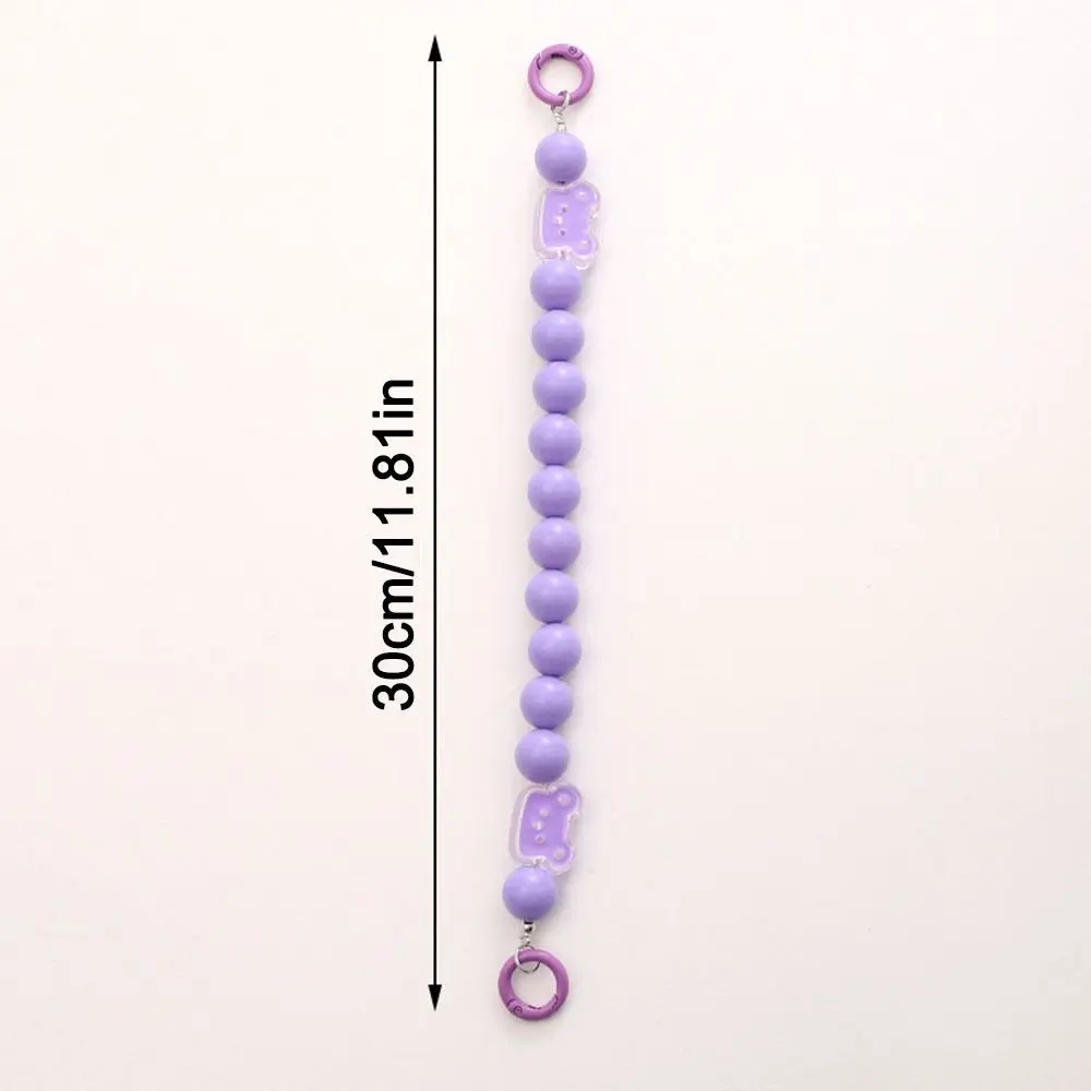 Cute Acrylic Tulip Beaded Chain Keyring Anti Loss Detachable Phone Lanyard Colorful Cartoon Bag Chain Strap Woman Girls