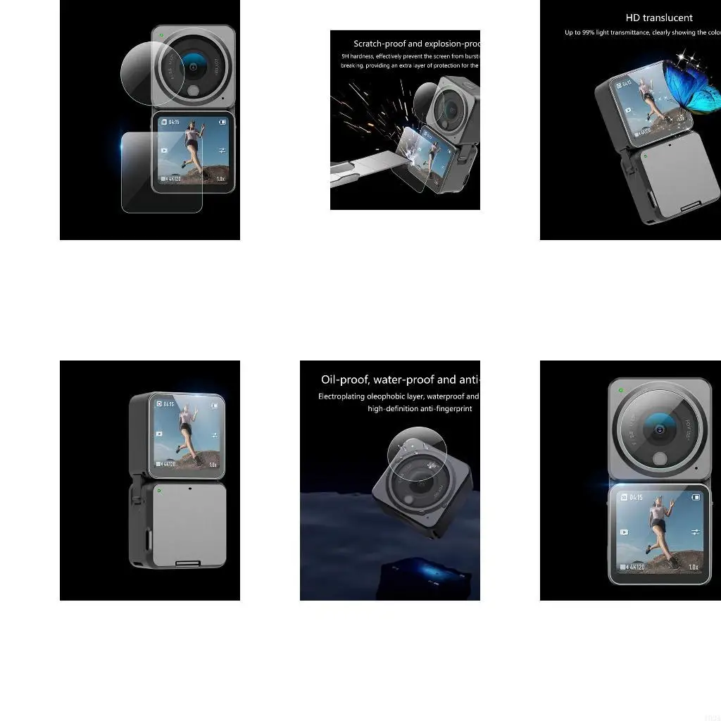 193A Anti-Scrach Tempered Glasses Screen Protector for DJI-Action 2 Screen Combo Film