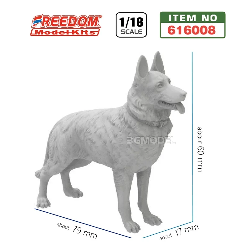 Freedom 3D Resin Print Animal Model Kit F616008 German Wolfdog - Standing Position 1/16 Assemble Model