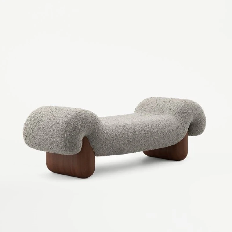 مقعد أريكة من القماش الإبداعي بسيط من الخشب الصلب بتصميم عتيق من العصور الوسطى، مقعد تغيير الأحذية، مقعد بجانب السرير، مقعد فني لغرفة النوم