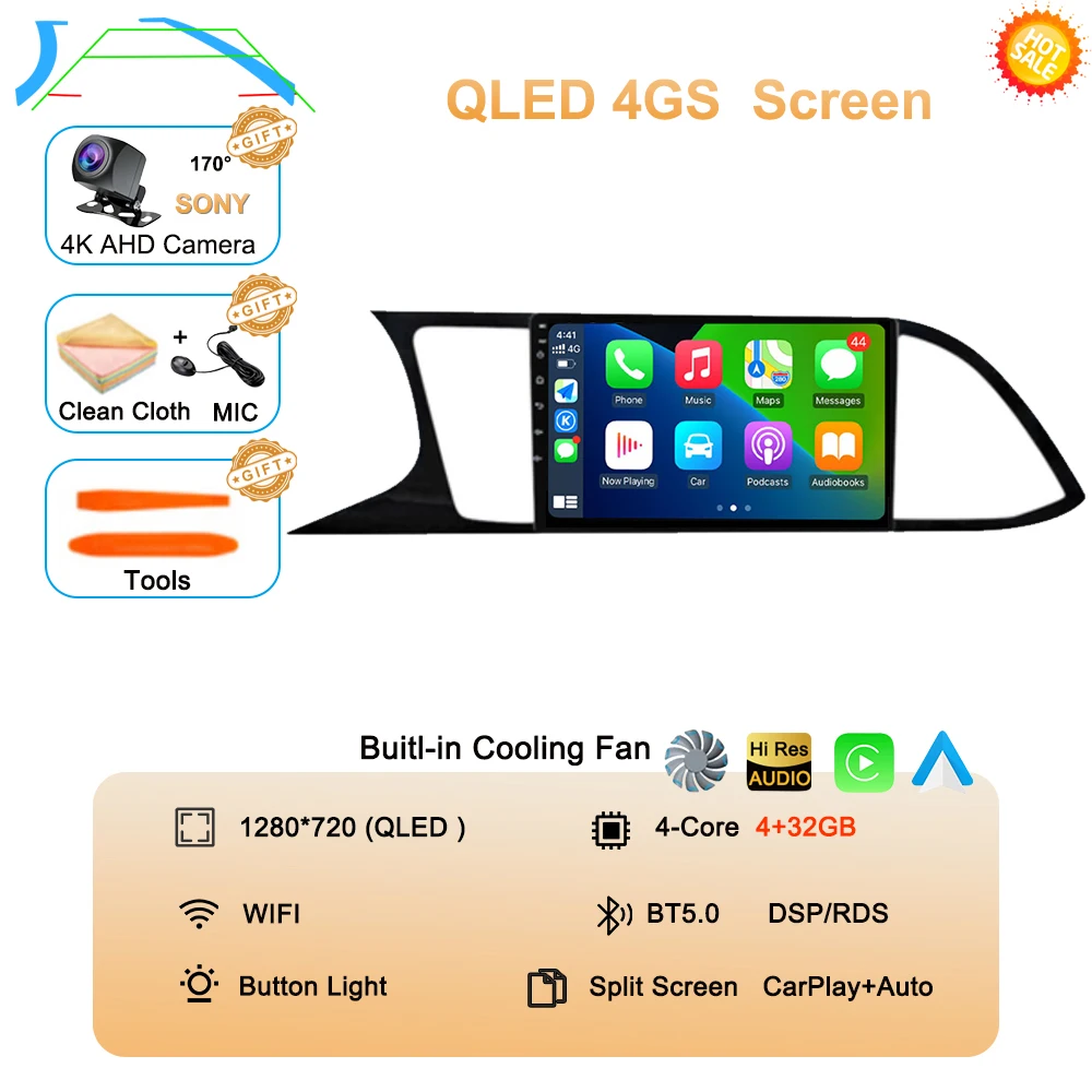 Auto radio Android 16 Carplay Auto voor Seat Leon 3 MK3 2012-2020 GPS Navigatie 4G WIFI Multimedia Videospeler Stereo 360 Camera - afbeelding 1