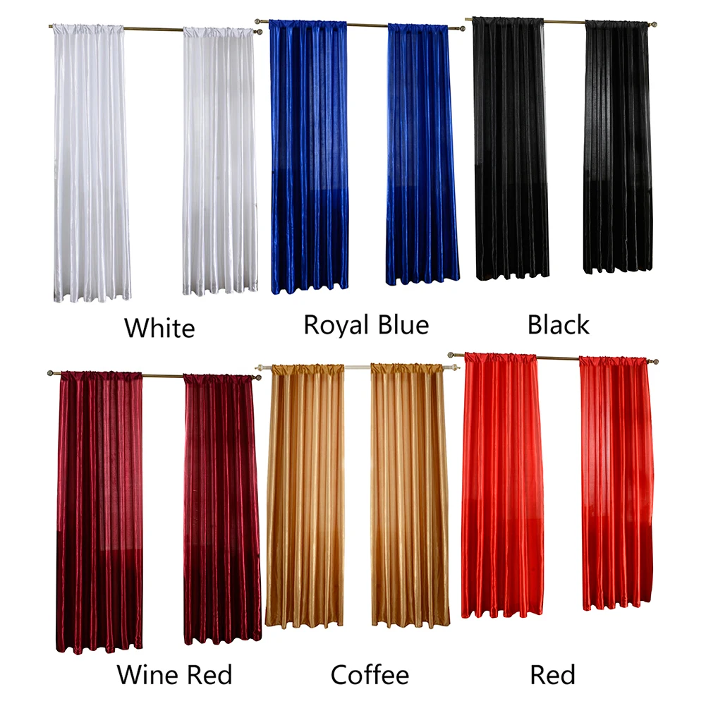 Solid Color Satin Door Window Curtain Room Balcony Half Shading Drape Curtains