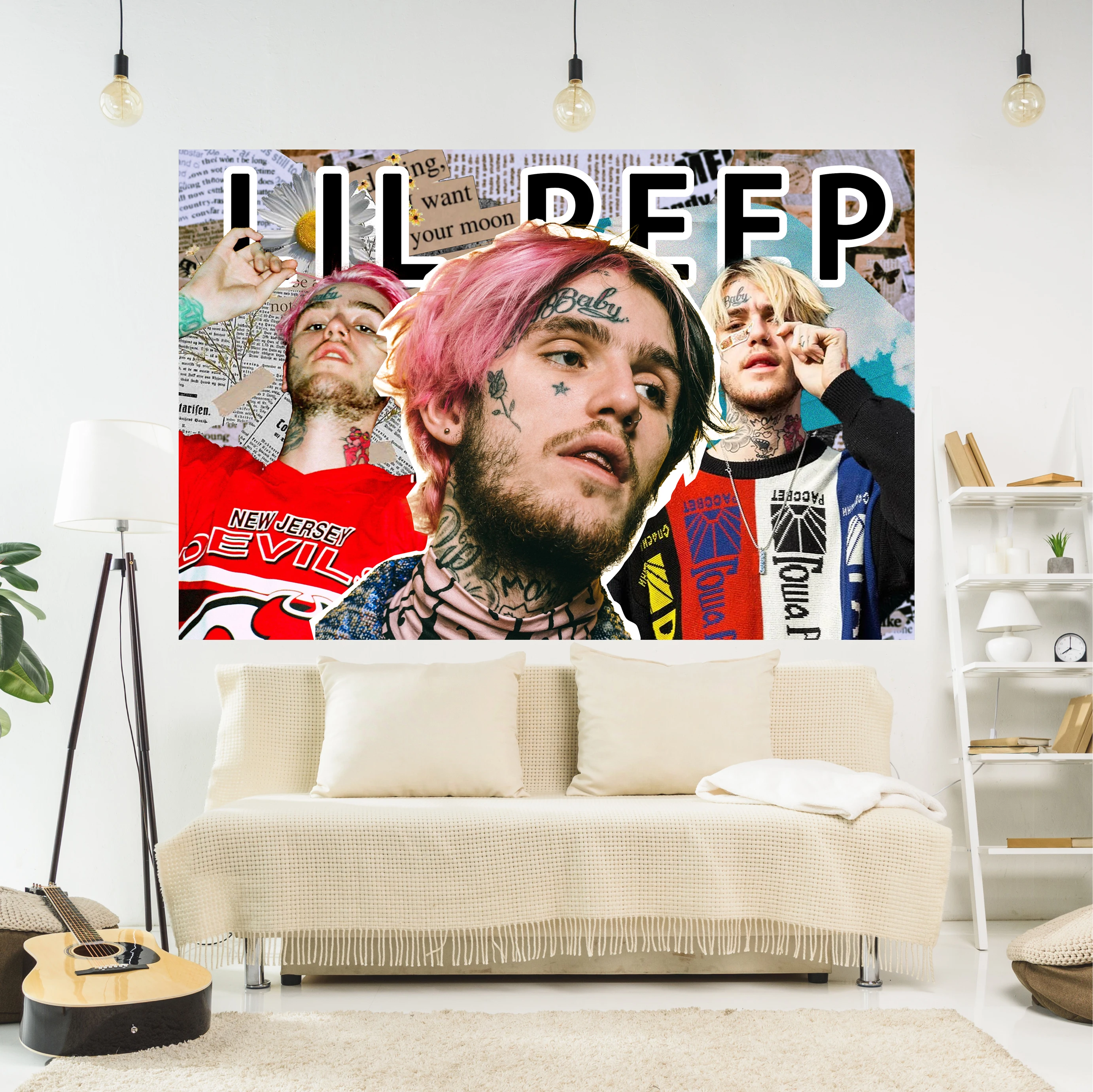 

Lil Peep Rapper Tapestry Fashion Art Bohemian Hippie Printed Wall Hanging Carpets Bedroom Or Home For Decoration