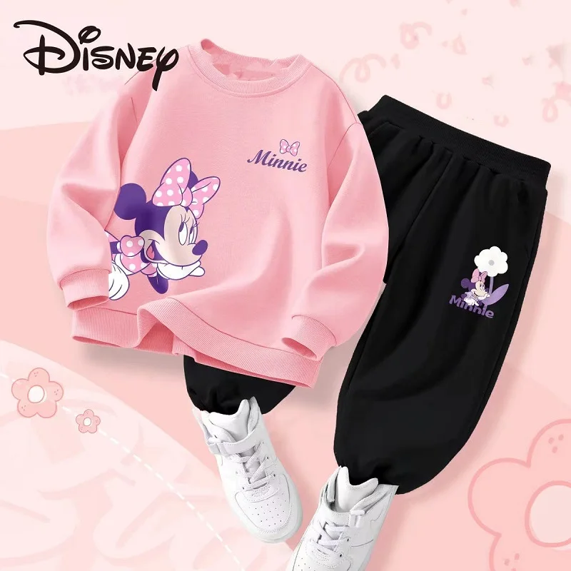 Autumn Baby Girl Boy Clothes Set Children Disney Minnie Printing Sweatshirt Top and Pants Bottom 2 Piece Suit Kid Tracksuit