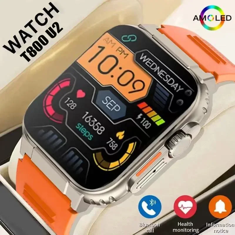 ساعة جديدة T800 U2 ساعة ذكية 49 مللي متر 2024 جديد NFC الرجال النساء لتحديد المواقع المسار بلوتوث دعوة BT ألعاب الموسيقى شحن لاسلكي Smartwatch