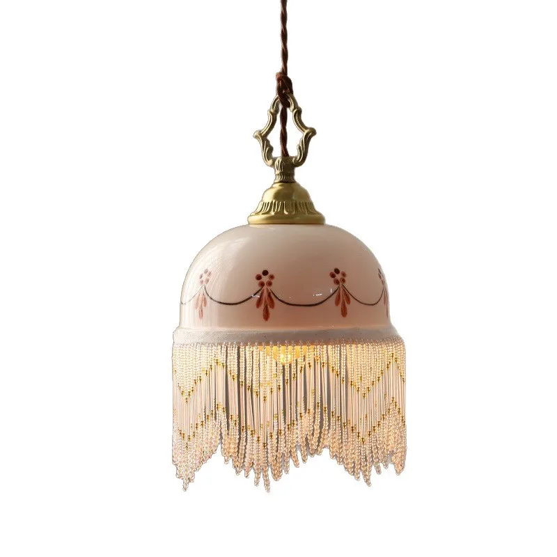 

Hand painted ceramic chandelier, medieval French retro bedroom, bedside dining room