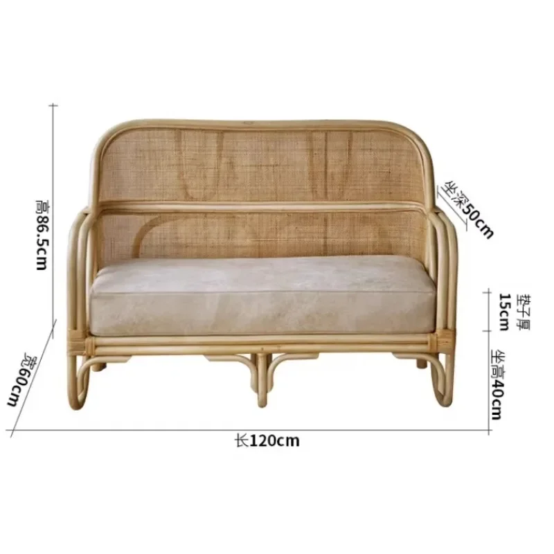 Volles Rattan-Gewebe-Sofa, modernes, einfaches, modisches Rattan-Freizeit-Sofa für das kleines Wohnzimmer
