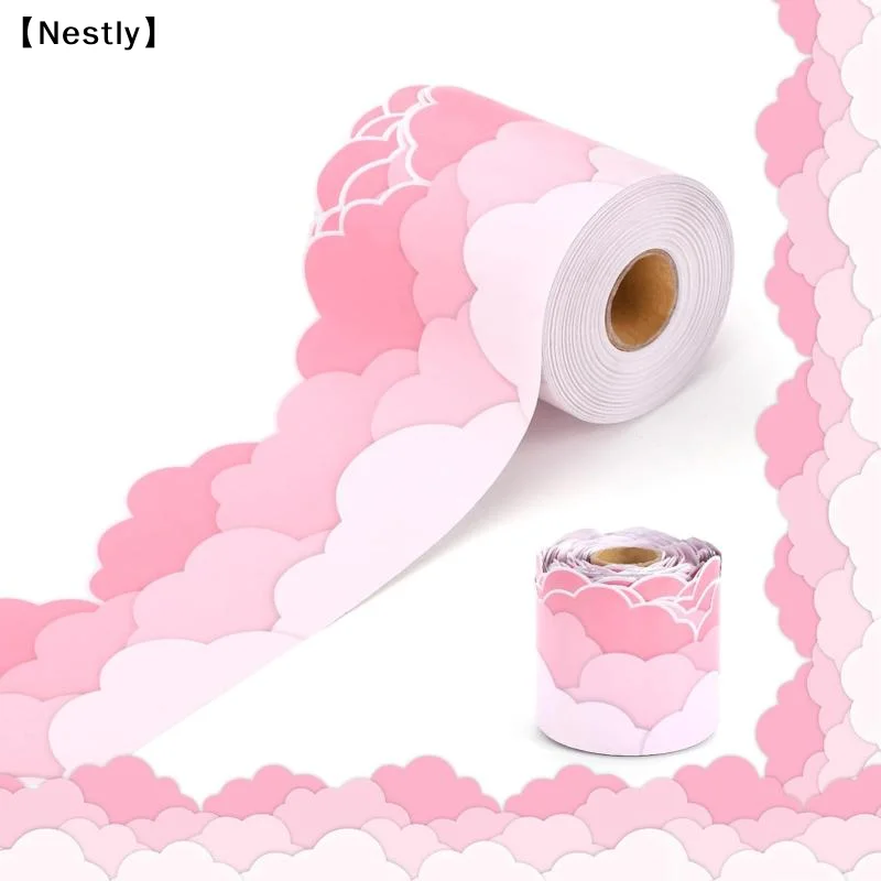 1Roll Self Adhesive Rainbow Pencil Edge Stickers Chalkboard Bulletin Board Border Paper 3inch Border Classroom Decors〔Nest〕