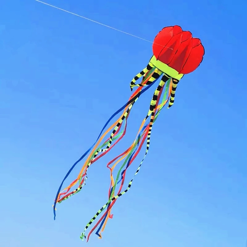 free shipping 8m jellyfish kites flying toys for kids kites line outdoor sports beach kites reel inflatable toy flying snake koi