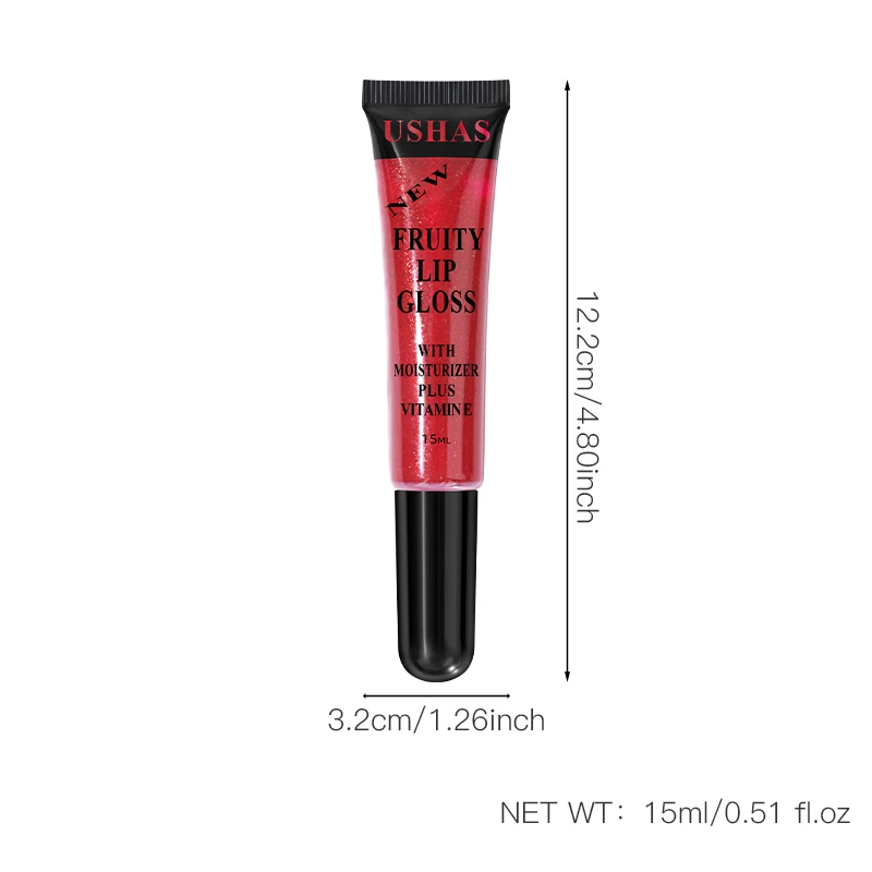 USHAS Liquid lip gloss with applicator, moisturizing, mirror gloss, hydrated lips, suitable for all skin types