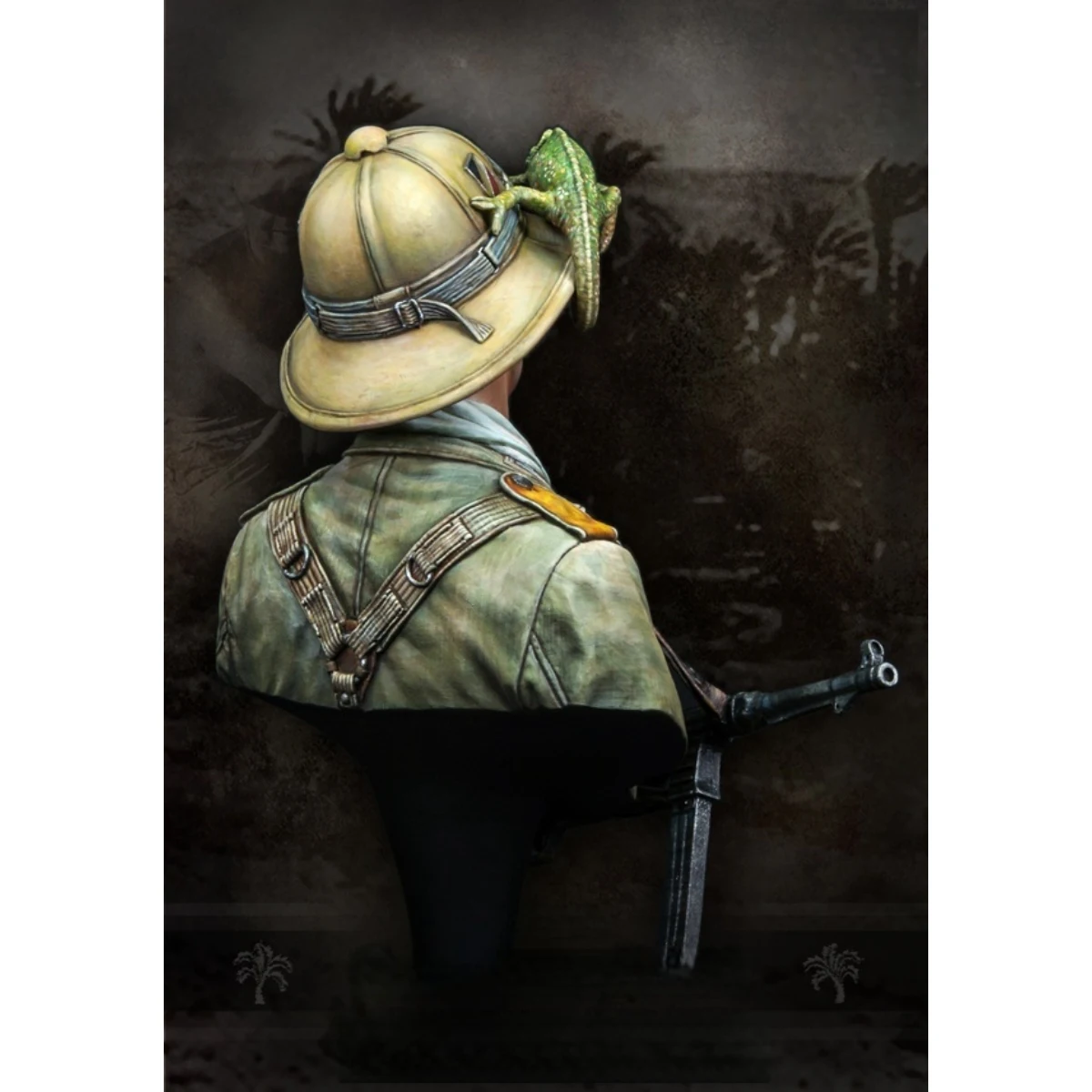 ชุดโมเดลเรซิ่น 1/10 แบบยังไม่ได้ลงสี รูปทหารกองทัพเยอรมันแอฟริกันสวมหมวกกิ้งก่า แบบยังไม่ได้ประกอบและยังไม่ได้ลงสี GK, 1629X