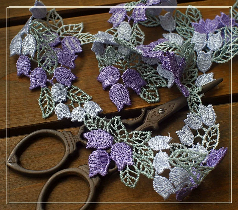 Hot 1 Yard Purple Floral Venise Lace Trim for Garment Curtain Decorcation High Quality Venice Lace Fabrics 4cm Width