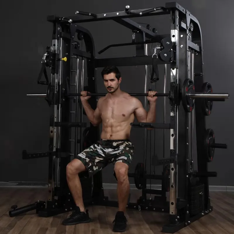 Unisex Multi-Functional Cable Crossover Squat Gym Trainer Hot Sale Body Strength Fitness Equipment for Exercise Smith Machine