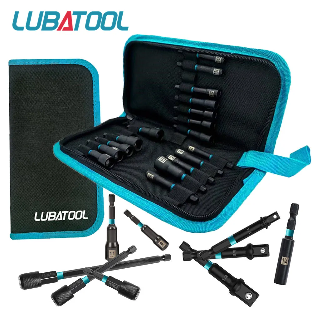 

20/21PCS Magnetic Power Nut Driver Set Impact Drill Driver Bit Set 1/4" Metric SAE With Bag Hex Socket Screw Adapter Holder Tool