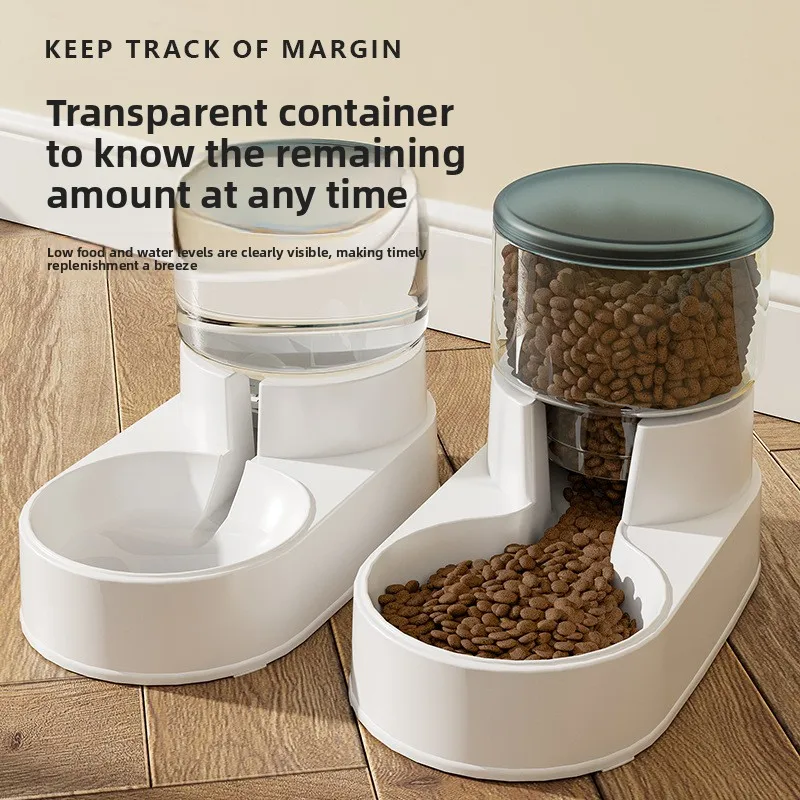 

Pet supplies: anti-spill double bowls for dogs and cats, automatic water dispenser for small and medium-sized dogs