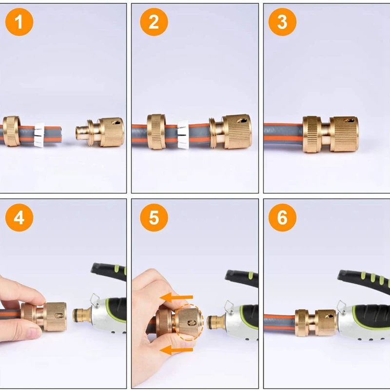 Y31A 4 Pieces Garden Hose Tap Connector 1/2 Inch and 3/4 Inch Size 2-In-1 and 1/2 Inch Hose Pipe Quick Connector