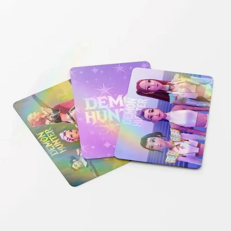 การ์ดเลเซอร์ Kpop Demon Hunter สำหรับเด็กชายและเด็กหญิง การ์ตูนอนิเมะ แฟชั่นน่ารักสำหรับนักเรียน ของสะสมการ์ด ของขวัญ