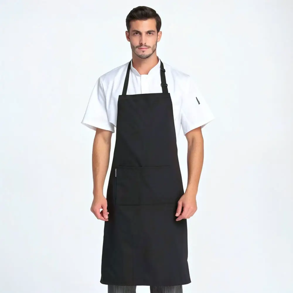 Waterproof Kitchen Apron For Restaurant Staff Cooking Bib Uniform Chef Serving Work Wear Oilproof Durable Textile Cover