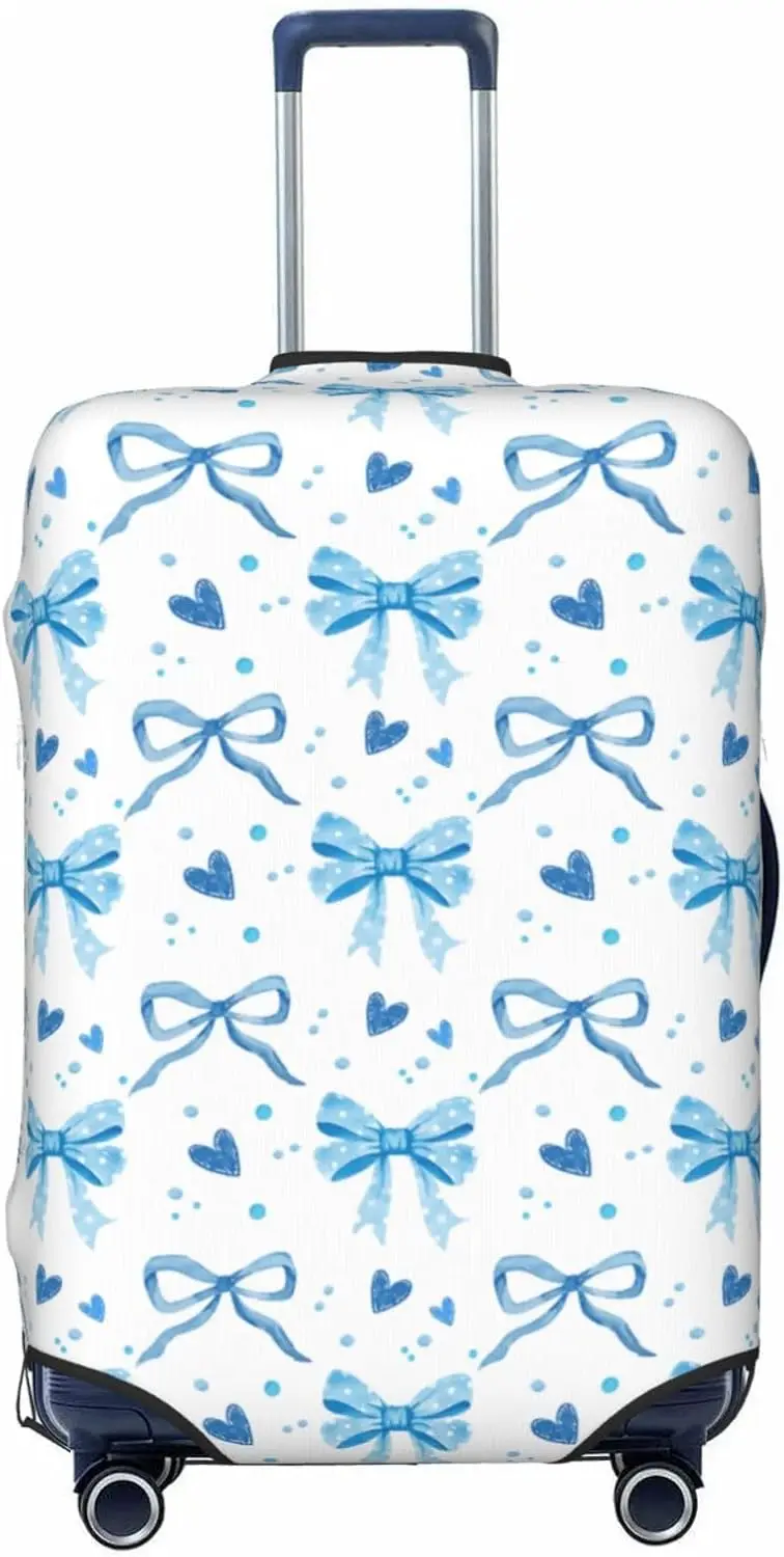 

Travel Luggage Cover Blue Bows, High Elasticity Washable Travel Baggage Protector Case