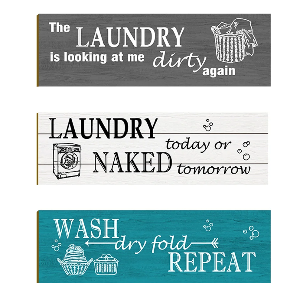 

3pcs Wooden Sign Decoration Room Rustic Hanging Board Farmhouse Laundry Signs Home Wall Ornament Decorative Plaque Wall Decor
