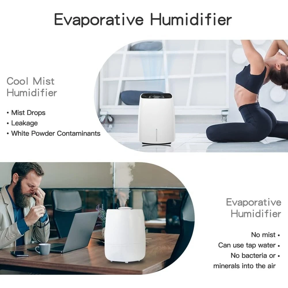 1.6 gallon mist free humidifier, 30 dB quiet, output 1000 ml/h, 10 speed full house humidifier up to 725 square feet