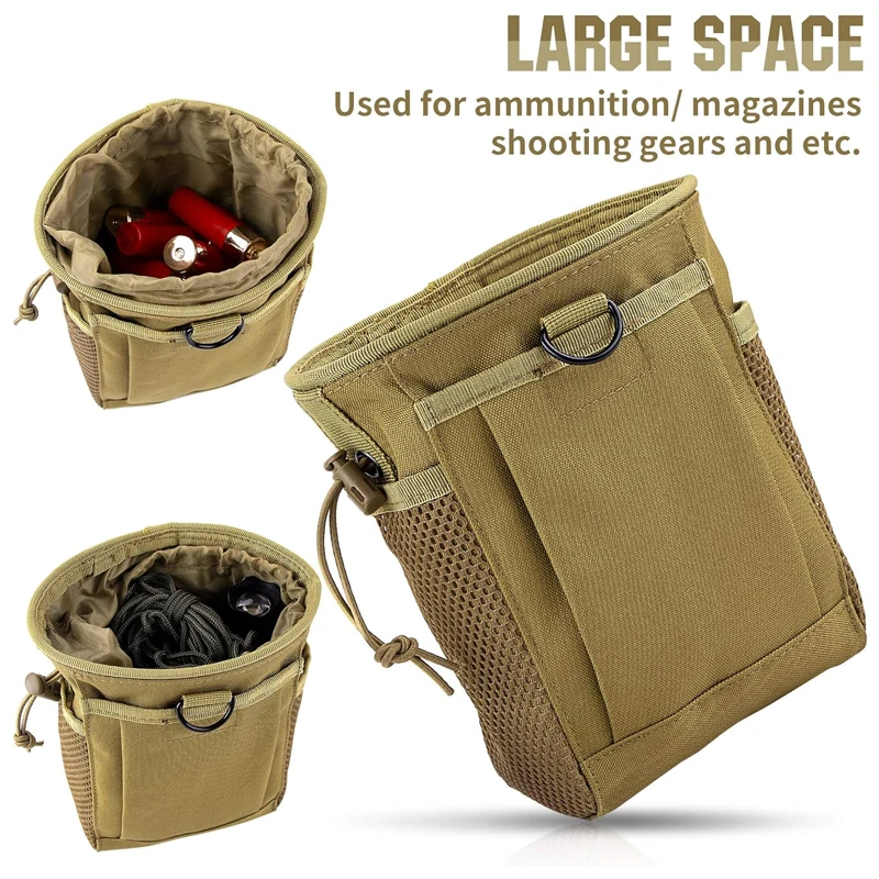 Tactical Molle Drawstring Revista Dump Pouch, Munição Utility Belt, Hip cintura Bag, Suprimentos ao ar livre, Pacote 2