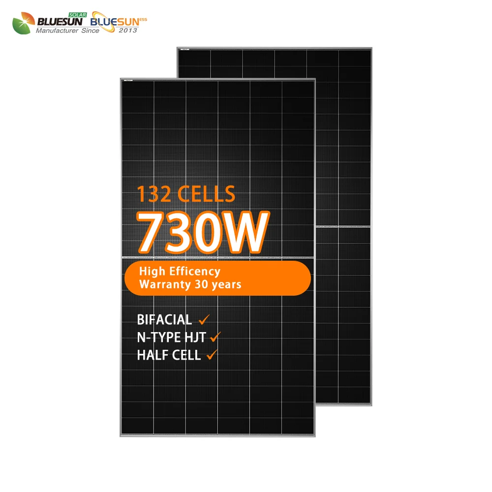 Hot Selling HJT Bluesun 720w 730w Solar Panels Bifacial High Efficiency Solar Panel Big Power for Solar Project