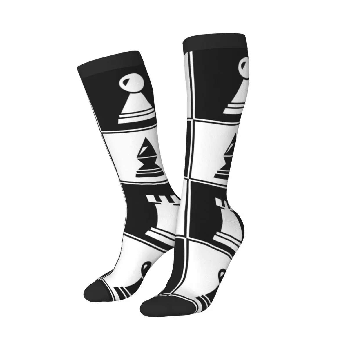 Stockings Funny Autumn Casual Warm Socks Chess Pattern Soft Winter Knee High Socks